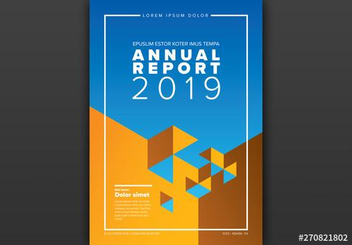 Annual Report Cover Layout with Yellow and Blue Elements - 270821802 - 270821802