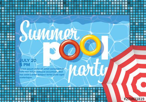 Graphic Summer Pool Party Invitation Flyer Layout - 270821819 - 270821819