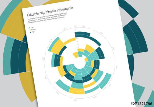 Nightingale Rose Infographic with Blue and Yellow Accents - 271321786 - 271321786