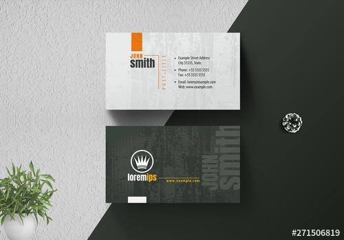 Green and Gray Business Card with Textured Background - 271506819 - 271506819