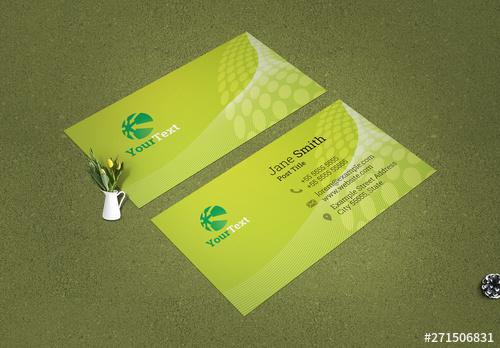 Green Business Card with Geometric Elements - 271506831 - 271506831