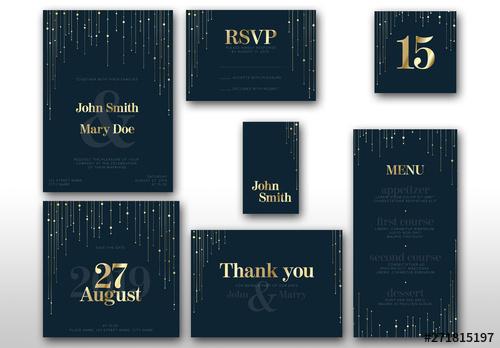 Dark Blue Wedding Suite Layout with Gold Accents - 271815197 - 271815197