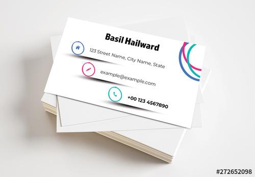 Business Card Layout with Paper Stripes and Circles - 272652098 - 272652098