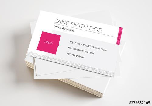 Business Card Layout with Pink Accent - 272652105 - 272652105