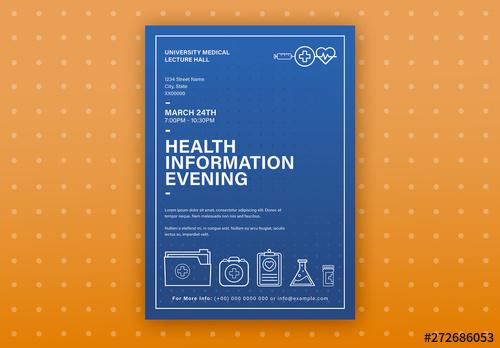 Blue Health Event Poster Layout with Graphic Icons - 272686053 - 272686053