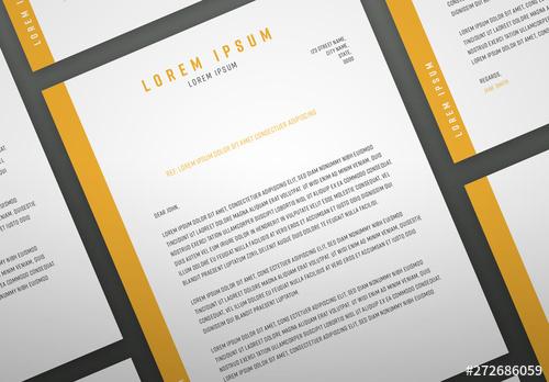 Letterhead Design Layout with Orange Accents - 272686059 - 272686059