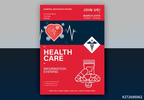 Red Health Event Poster Layout with Graphic Icons - 272686062 - 272686062