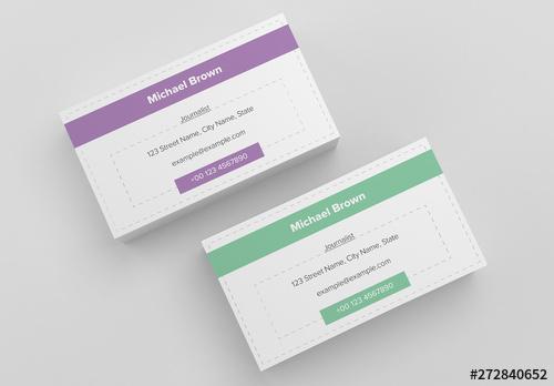 Business Card Layout with Dashed Lines - 272840652 - 272840652