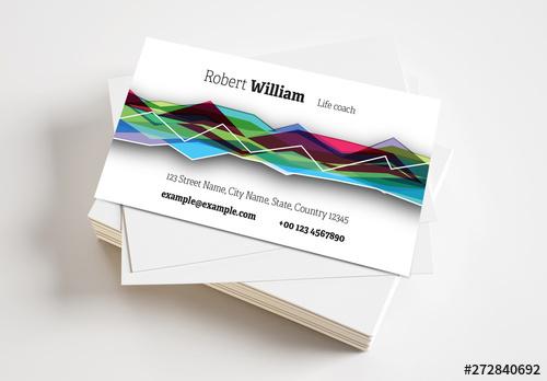 Business Card Layout with Multicolored Abstract Background - 272840692 - 272840692