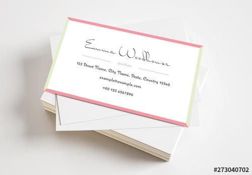 Business Card Layout with Colored Frames and Decorative Font - 273040702 - 273040702