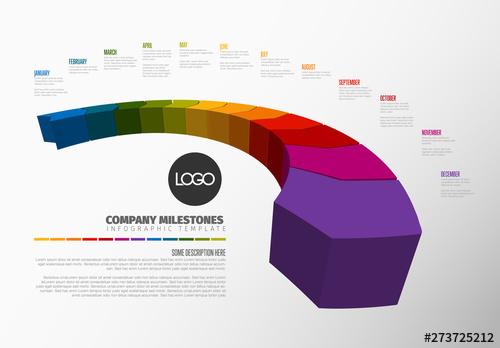 Informative Full Year Timeline Layout with Rainbow Arc - 273725212 - 273725212