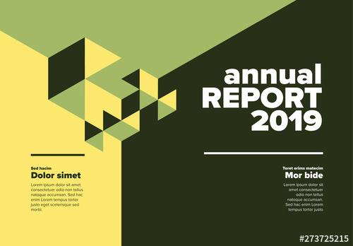 Geometric Horizontal Annual Report Cover Layout with Green and Yellow Elements - 273725215 - 273725215