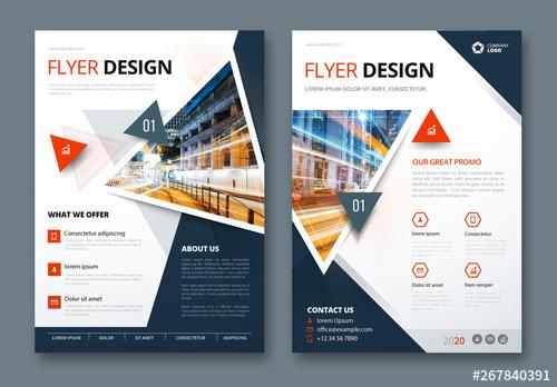 Colorful Business Flyer Layout with Triangle Elements - 267840391 - 267840391