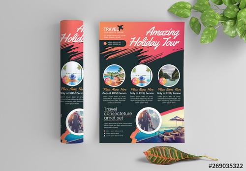 Bold and Colorful Flyer Layout with Paint Splatter Accents - 269035322 - 269035322