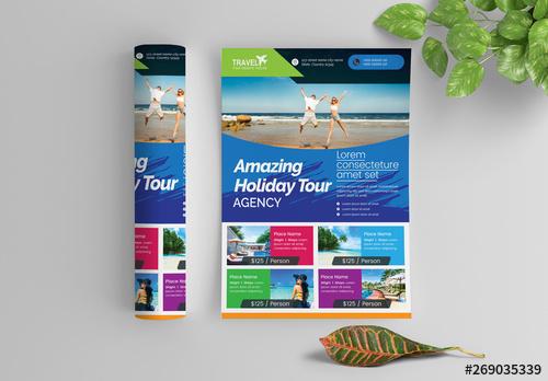 Multicolored Flyer Layout with Photo Header - 269035339 - 269035339