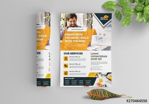 Clean Corporate Flyer Layout with Orange Accents - 270464556 - 270464556