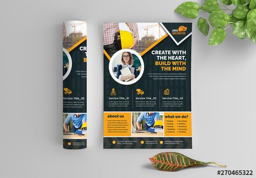 Dark Grey Construction Flyer Layout - 270465322 - 270465322