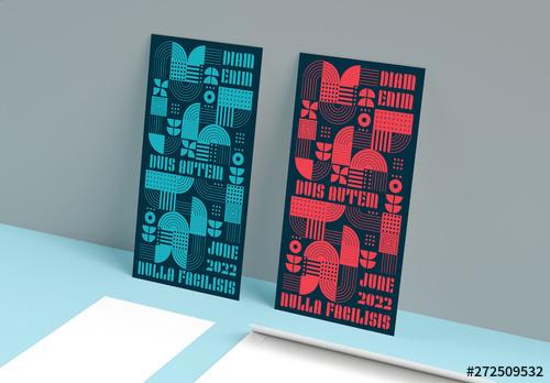 Vertical Retro Flyer Layout with Geometric Shape Compositions - 272509532 - 272509532