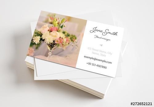 Business Card Layout with Photograph of Flowers - 272652121 - 272652121