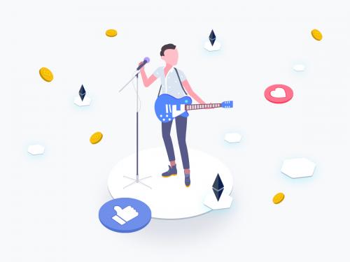 Idol with Blockchain Platform Isometric Graphic - idol-with-blockchain-platform-isometric-graphic