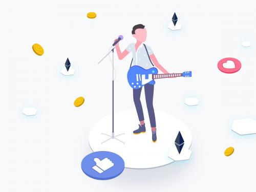 Idol with Blockchain Platform Isometric - idol-with-blockchain-platform-isometric