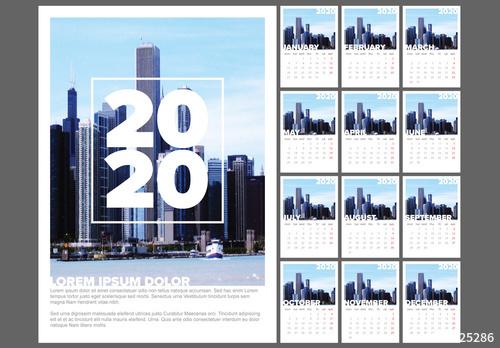 Full Year Calendar Layout with City Photograph Element - 273725286 - 273725286