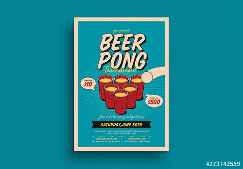 Retro Beer Pong Tournament Flyer Layout - 273743559 - 273743559