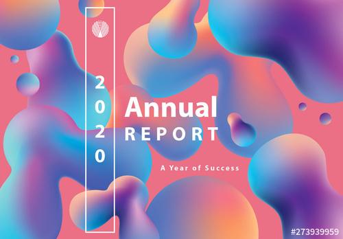 Annual Report Cover Layout with 3D Gradient Shapes - 273939959 - 273939959