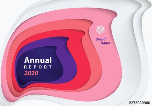 Annual Report Cover Layout with Paper Cutout Elements - 273939960 - 273939960