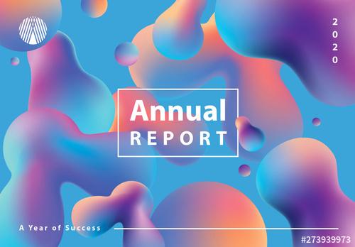 Annual Report Cover Layout with 3D Gradient Shapes - 273939973 - 273939973