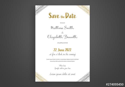 Wedding Invitation Layout with Gold Accents - 274095450 - 274095450