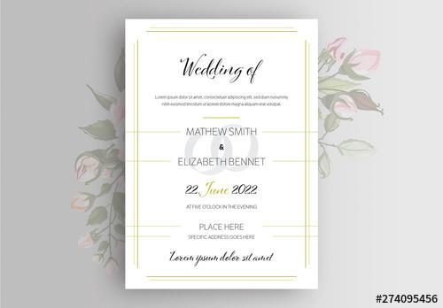 Wedding Invitation Layout with Gold Lines - 274095456 - 274095456