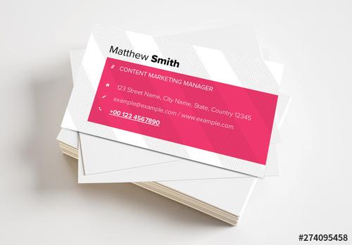 Business Card Layout with Crosshatching and Magenta Accents - 274095458 - 274095458