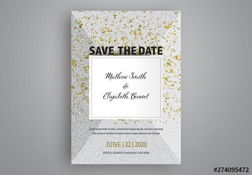 Wedding Invitation Layout with Background Gold Stripes - 274095472 - 274095472