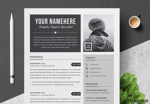 Dark Gray and Black Resume Layout Set - 274095926 - 274095926