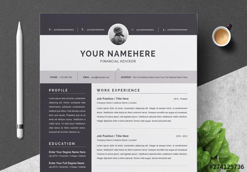 Resume and Cover Letter Layout with Grey Accents - 274129736 - 274129736