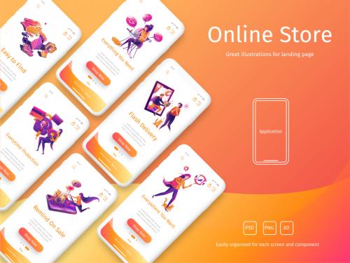 illustration for Online store for application landing page - illustration-for-online-store-for-application-landing-page