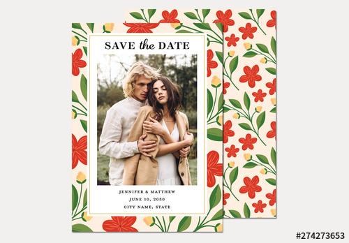 Illustrative Floral Save the Date Invitation Layout - 274273653 - 274273653