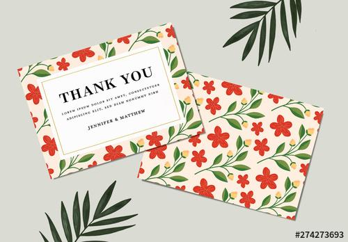 Illustrative Floral Thank You Card Layout - 274273693 - 274273693