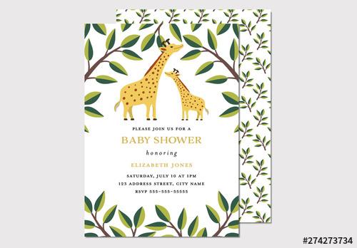 Illustrative Giraffe Baby Shower Invitation Layout - 274273734 - 274273734