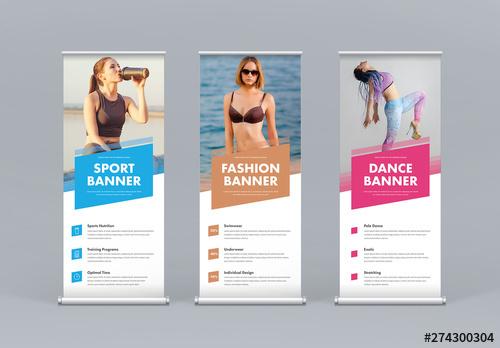 Athletic Roll Up Banner Layout Set with Colored Rectangles - 274300304 - 274300304