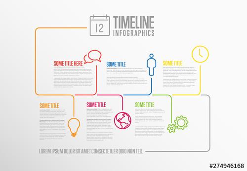 Multicolored Timeline Layout with Icons - 274946168 - 274946168