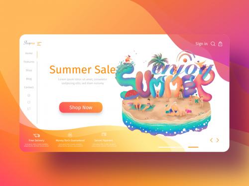 illustration of everyone enjoy in summer beach for Landing page website - illustration-of-everyone-enjoy-in-summer-beach-for-landing-page-website