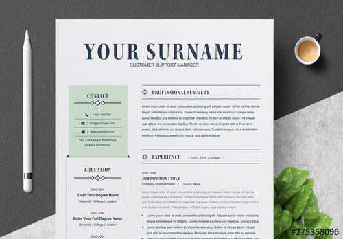 Minimalist Resume Layout with Green Sidebar - 275358096 - 275358096