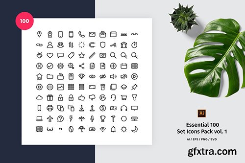 Essential 100 Set Icon Pack Vol. 1