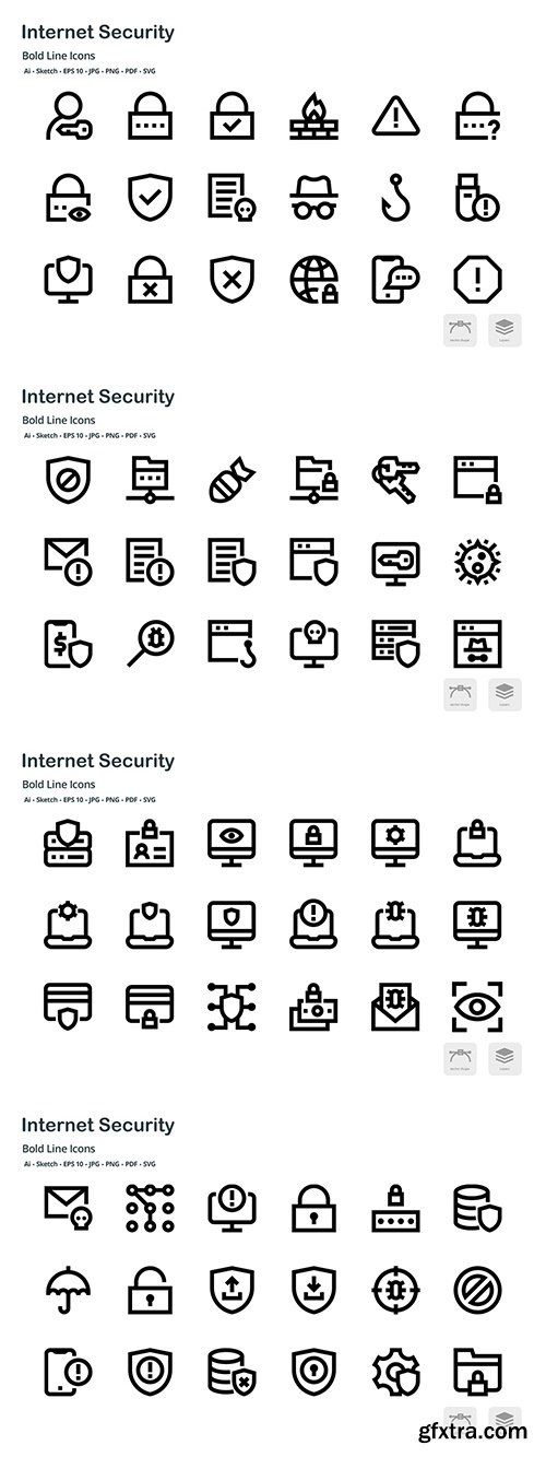 Internet Security Mini Bold Line Vector Icons