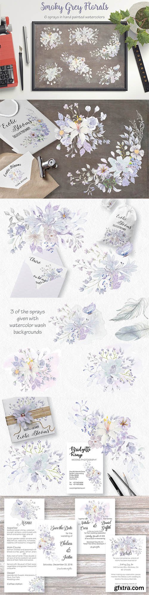 Floral Sprays in Smoky Grey Tones