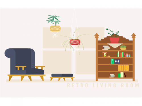 Illustration - Retro Living Room - illustration-retro-living-room