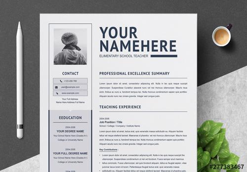 Resume Layout with Gray and Navy Accents - 277383467 - 277383467