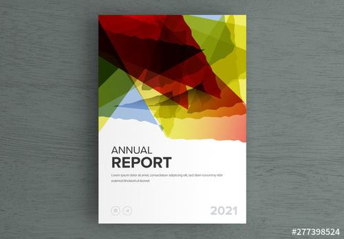 Annual Report Cover Layout with Multicolored Abstract Background - 277398524 - 277398524